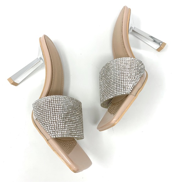 NEW $78 Nasty Gal Truffle Collection Diamonte Rhinestone Square Toe Mules 5.5 - Picture 8 of 11